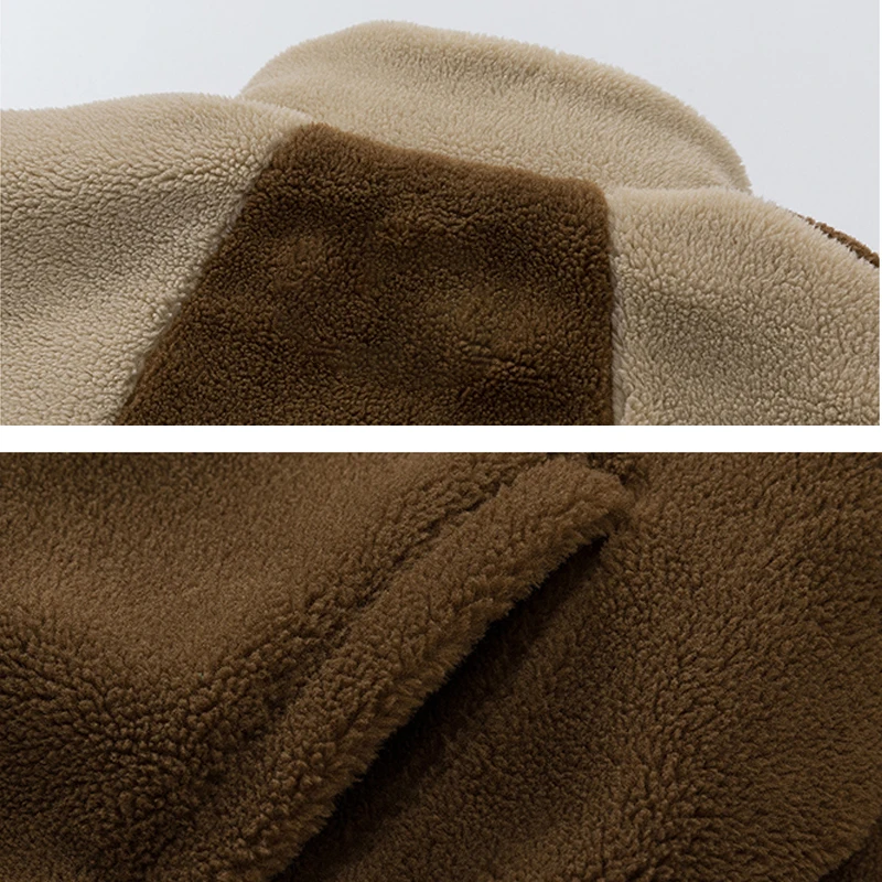 Custom Colorblock Patchwork Stand Collar Baggy Sherpa Fleece Jacket for Winter