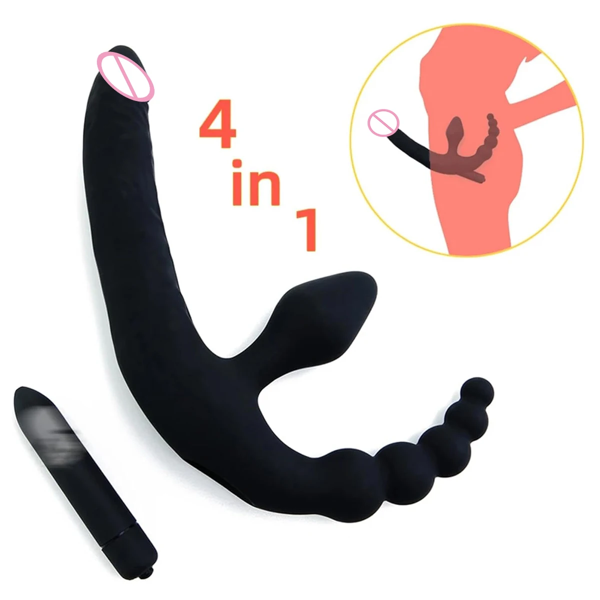 Doppelseitiger Strapless Strap-On Dildo, Erwachsenen-Sexspielzeug Vibrator  Silikon-Analplug, Lesbische Sexspielzeuge fr Frauen