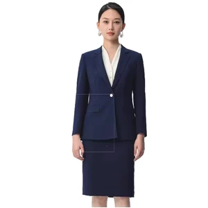 Trendy Women's Slim Fit Suit Set Lightweight Polyester Spandex Wrinkle-Free Stretch Formal Office Wear Professional Style