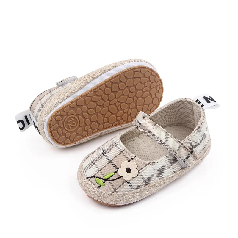 New Arrival Non-slip Spring and Summer Plaid Design Baby Girl Toddler Shoes factory