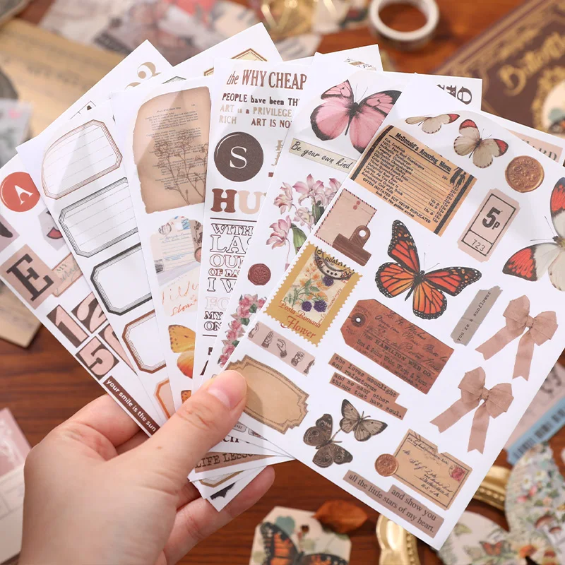 Vintage Scrapbook Paper Sheets Window Cutout Stickers