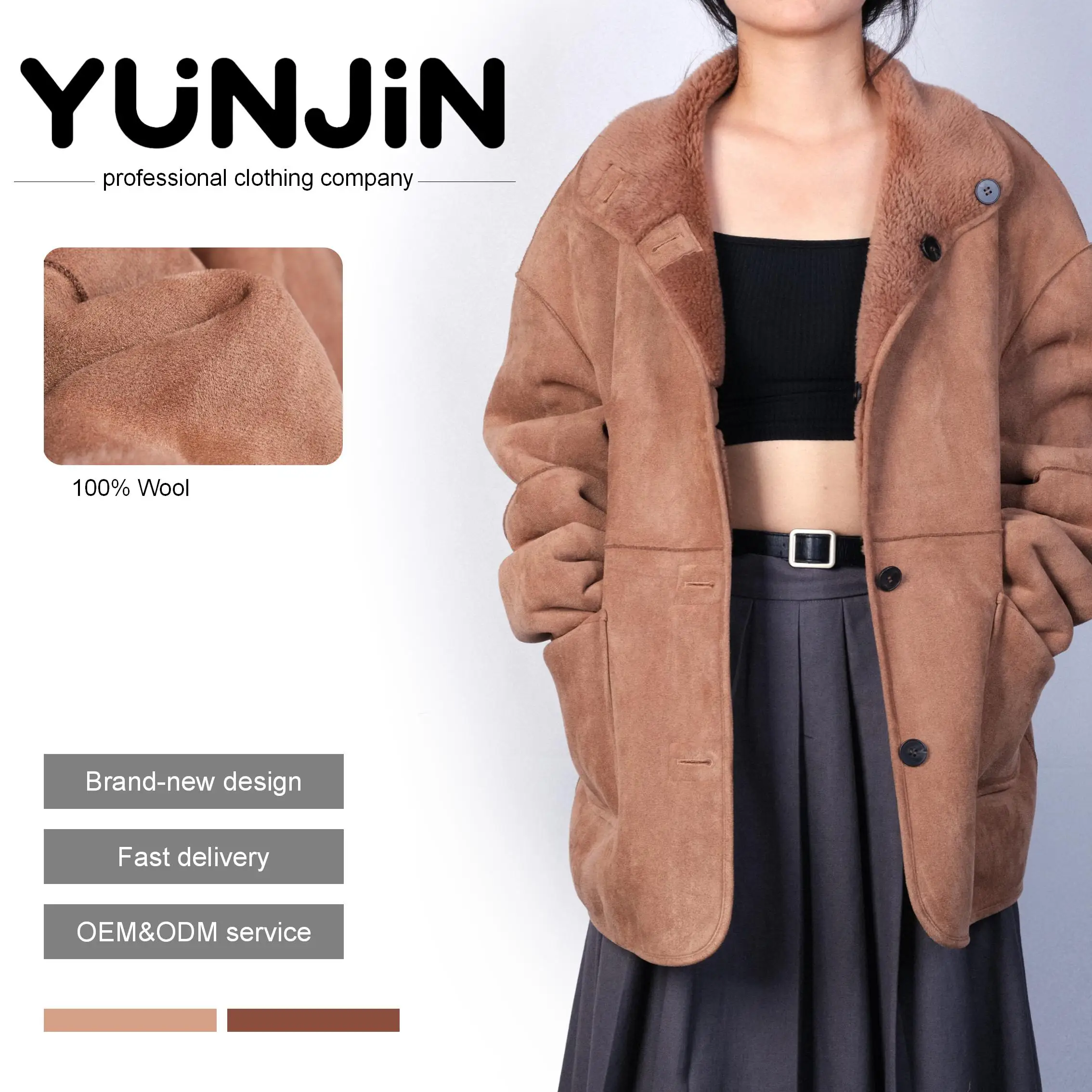 YUNJIN Women's Double-Sided Wool Fur Coat - Sheep