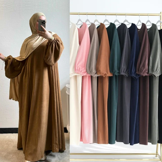 New Plus Size Womens Dresses Corduroy Winter Abaya Women Muslim Dress Islamic Clothing Women Modest Dresses Abaya Manufacturer