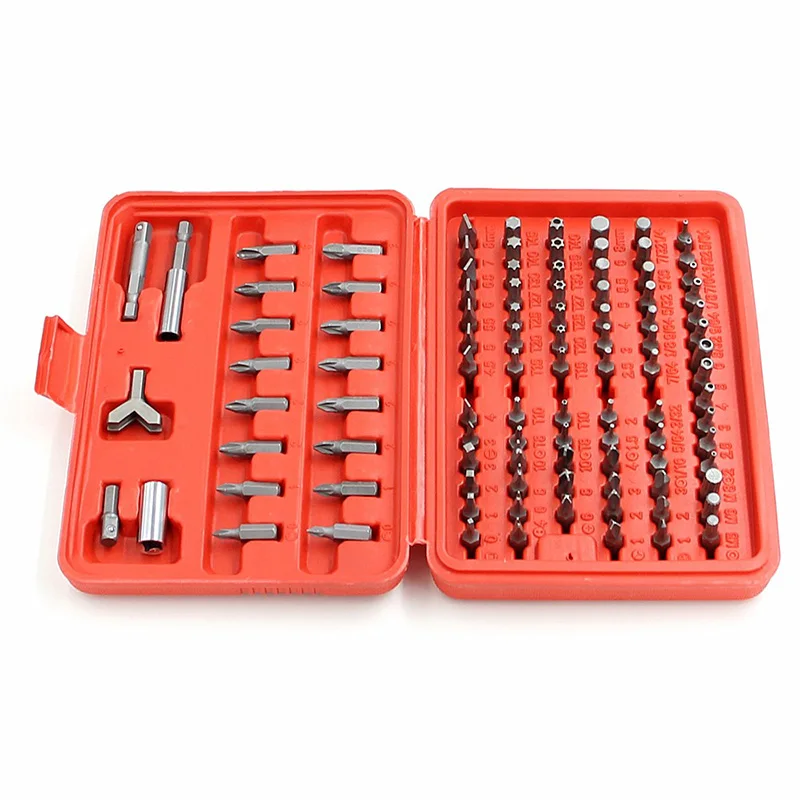 100 Pieces Security Bit Set Tool Box U Type Screwdriver Bit Set Multi Size Screw Driver Bits Pentagon Screwdriver