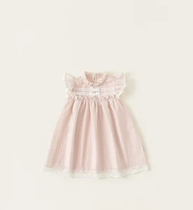 New 3D Lace Princess Infant Toddler Cute Summer Newborn Baby Girl Christening Birthday Party A-Line Sleeveless Eco-Friendly