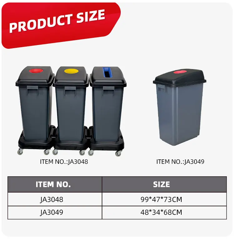 Outdoor Plastic 3 Compartments recycle garbage bin Waste Bin trash can manufacture