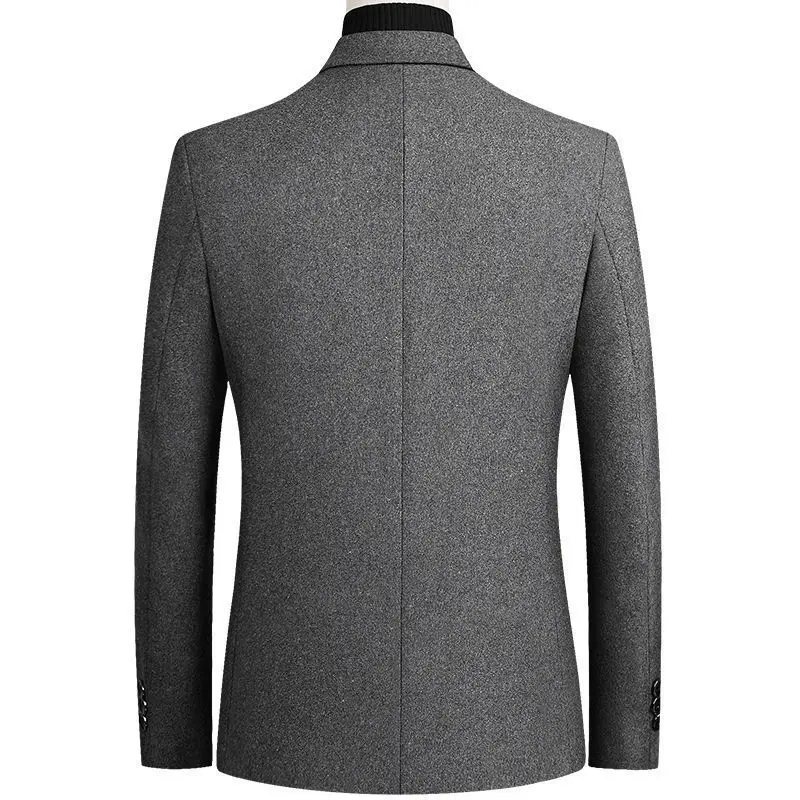 Autumn and Winter woolen Slim Trench coat Thickened Men's Solid color Coat suit_voghion.com
