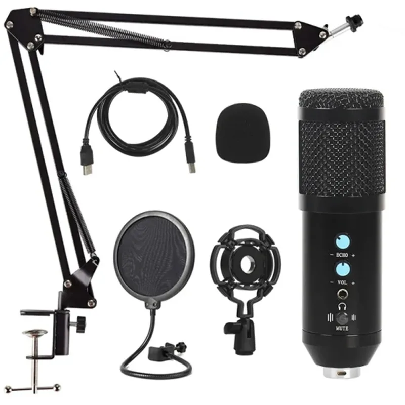 USB Mic BM858 Desktop Gaming Computer Condenser Microphone Set for Karaoke Tiktok Youtube Studio Video Podcast Recording Mic
