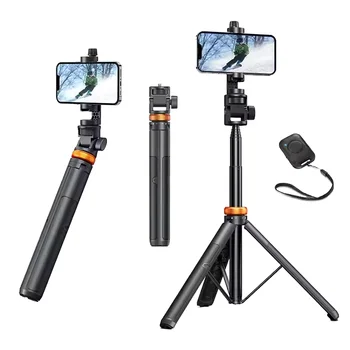 KINGJOY Selfie Stick Tripod Phone Camera Extendable Aluminum Alloy Mini Tripod Speed Lock Wireless Remote Portable Outdoor Use