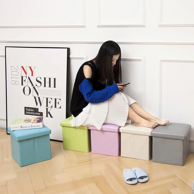 
 Горячая Распродажа, хорошее качество, Складное Сиденье из искусственной кожи, складной стул для хранения, оттоманка  