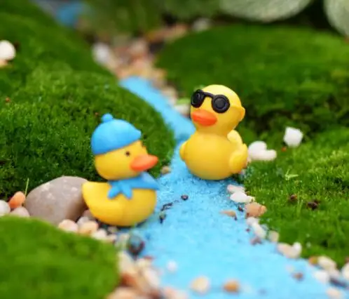 
Ювелирные миниатюрные украшения в виде микро-ландшафта для бонсая, домика, кукол, растений, сада, на удачу, мини-фигурки желтых Уток из смолы 