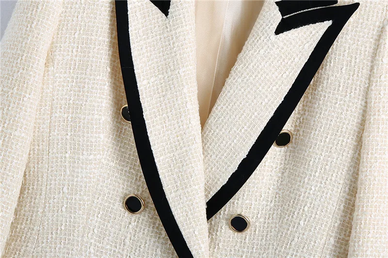 Blanche Tweed セット　専用 Eshine Fashion White Office Woollen Tweed Blazers for Women