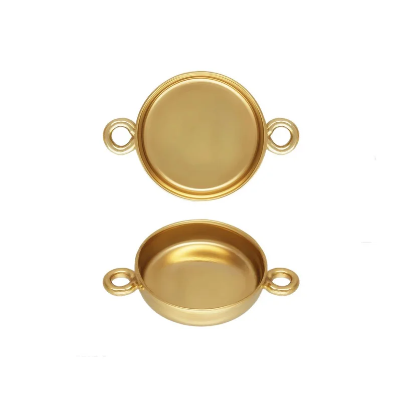 New Gold Filled Bezel Connectors 14K Round Tray Cup for Making Jewelry  Charms Findings