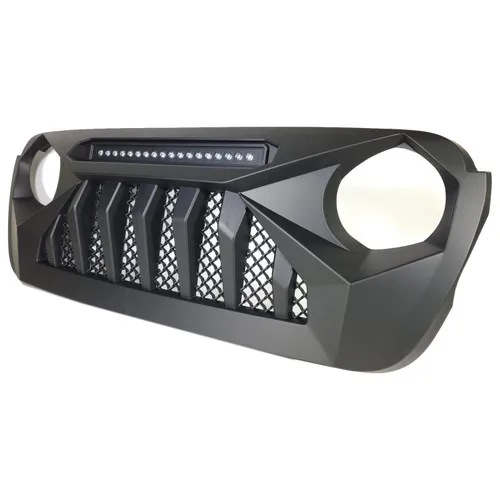 Wholesale 4x4 Offroad Accessories  Car Grills Accessories Black Front Grille WIth Light For Jeep Wrangler JL 2018 -2023