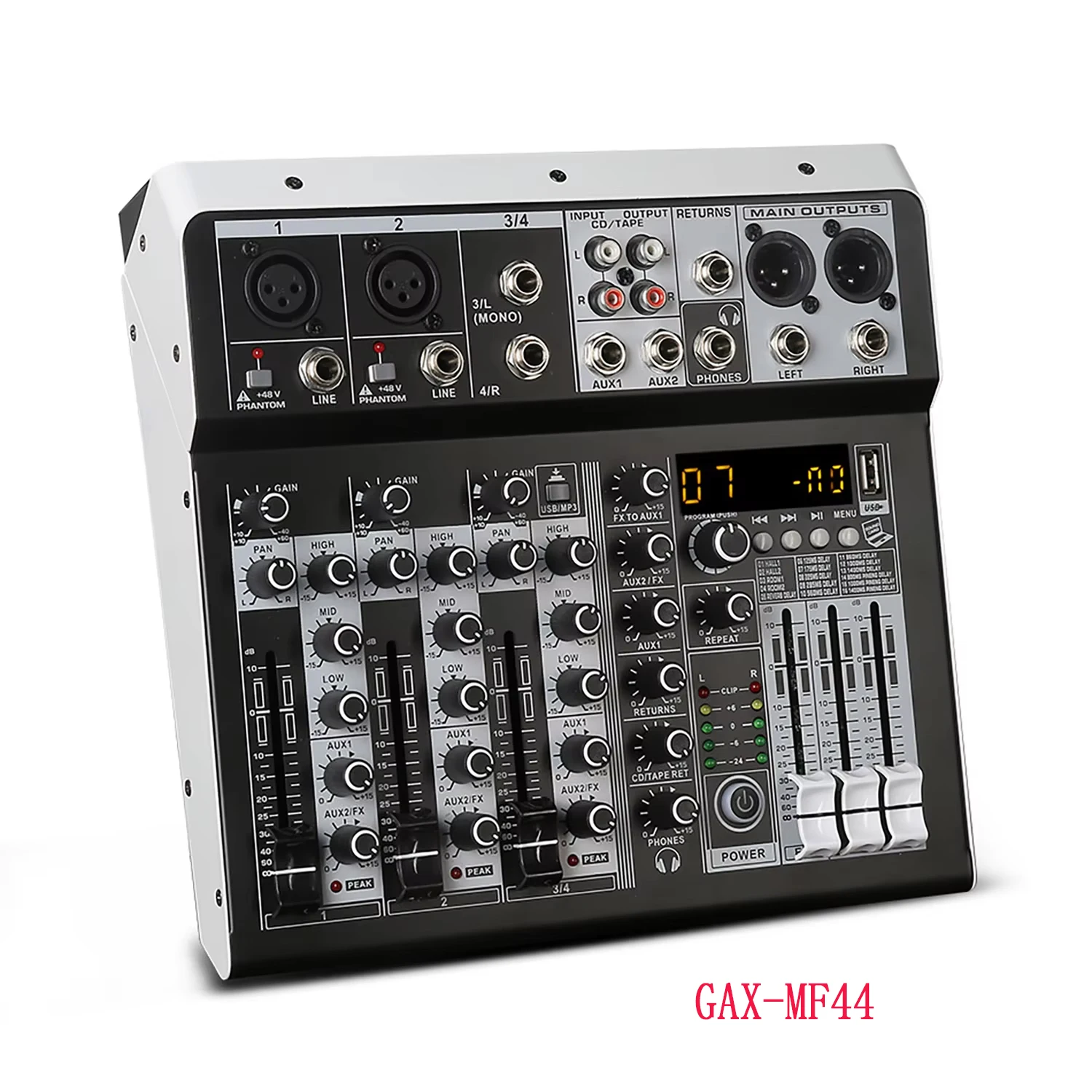 DJミキサーUSB 4チャンネルミキサーコンソールオーディオ