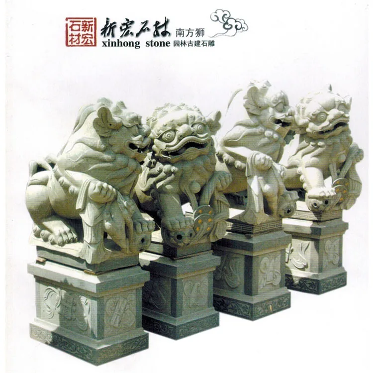 中国伝統石工芸吉祥獣彫刻天然緑御影石獅子彫刻福獅像販売中| Alibaba.com