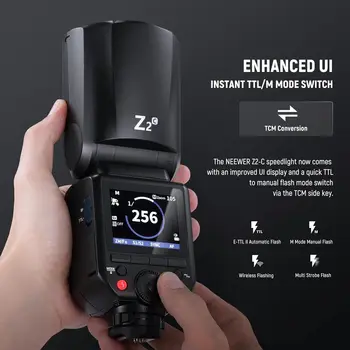 NEEWER Z2-C 2.4G TTL Round Head Flash Speedlite for Canon, Upgraded UI, 2 Adjustable Modeling Lamps, TTL/M Quick Switch TCM Key detail image