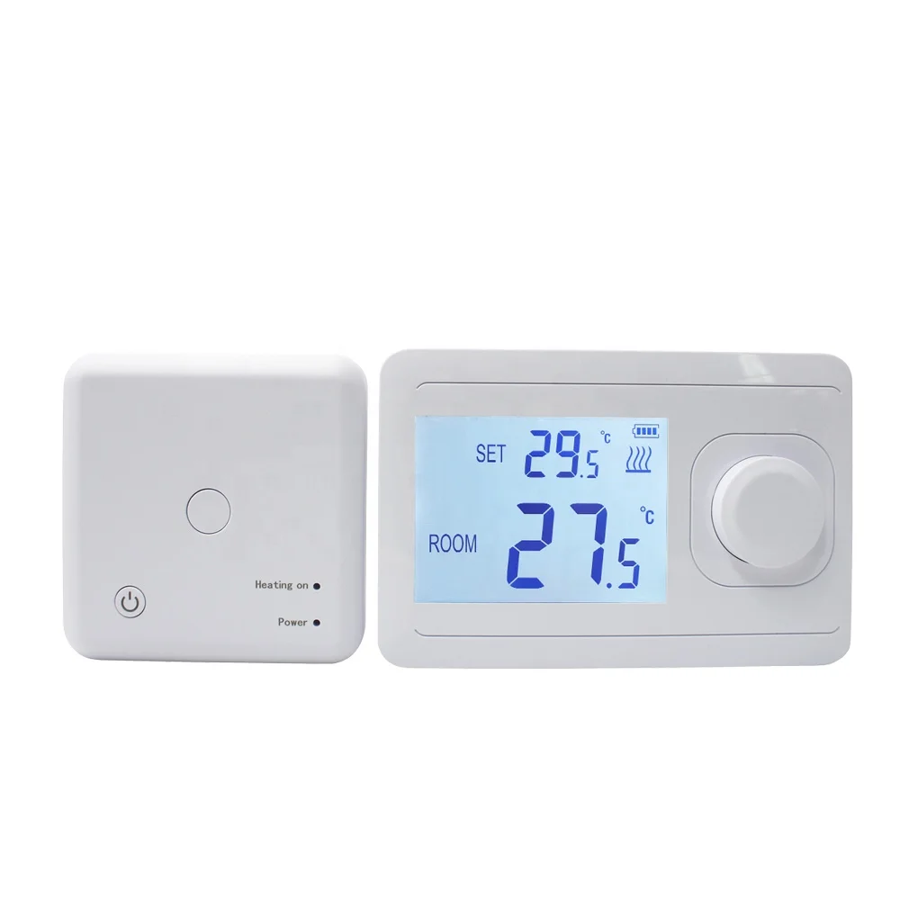 Weekly Programmable Wall Mounted Gas Boiler RF Wireless LCD Display Room Thermostat