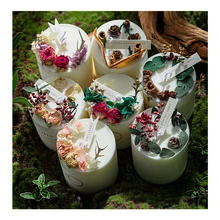 Spiritual Custom Private Label Luxury Crystal Gift Dry Flower Organic Soy Wax tealight Candle Aromatherapy Scented Candles