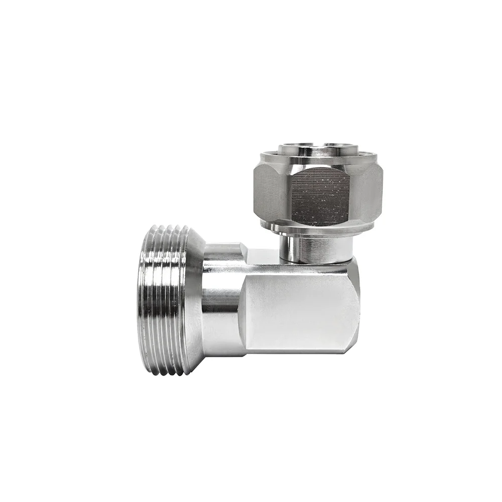 RA-DIN-7/16-Buchse (weiblich) auf 4,3-10-Stecker (männlich), HF-Adapter mit Messinggehäuse, 90-Grad-Basisstation