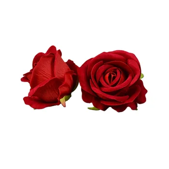 Artificial Red Velvet Rose Flower Heads Fake Rose for Wedding Baby Show Cake Decoration