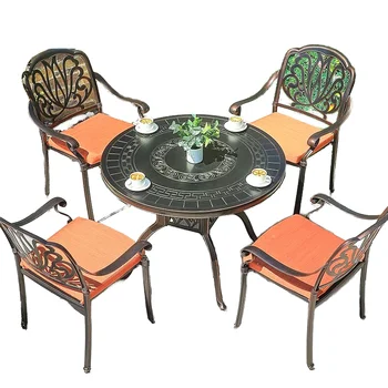 Modern Outdoor Aluminum Table Chair Set Waterproof Sun Protection Iron Furniture Combination for Courtyard Garden Villa Balcony