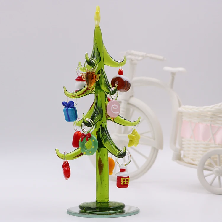 Hand Blown Glass Christmas Tree With Removable Ornament