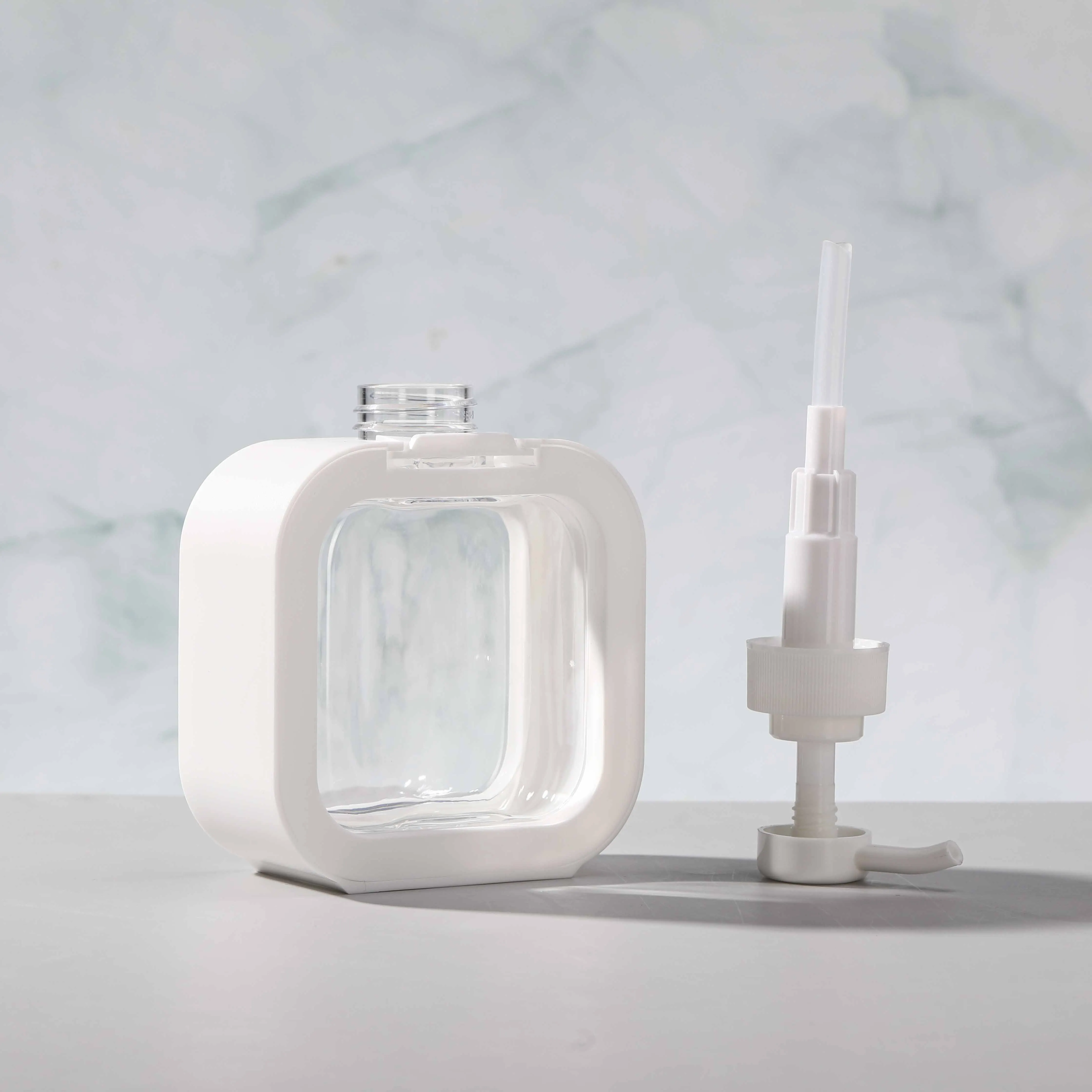 500ml Square White Shaped Liquid Soap Bottles Plastic Cosmetic