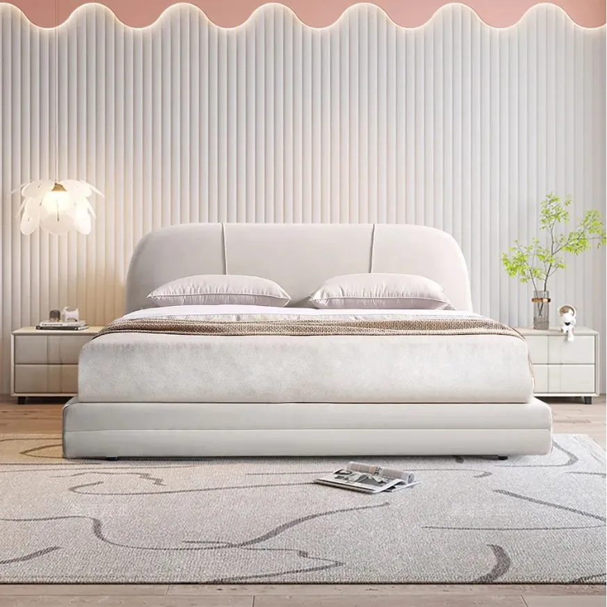 Modern king upholstered low profile  bed platform bed