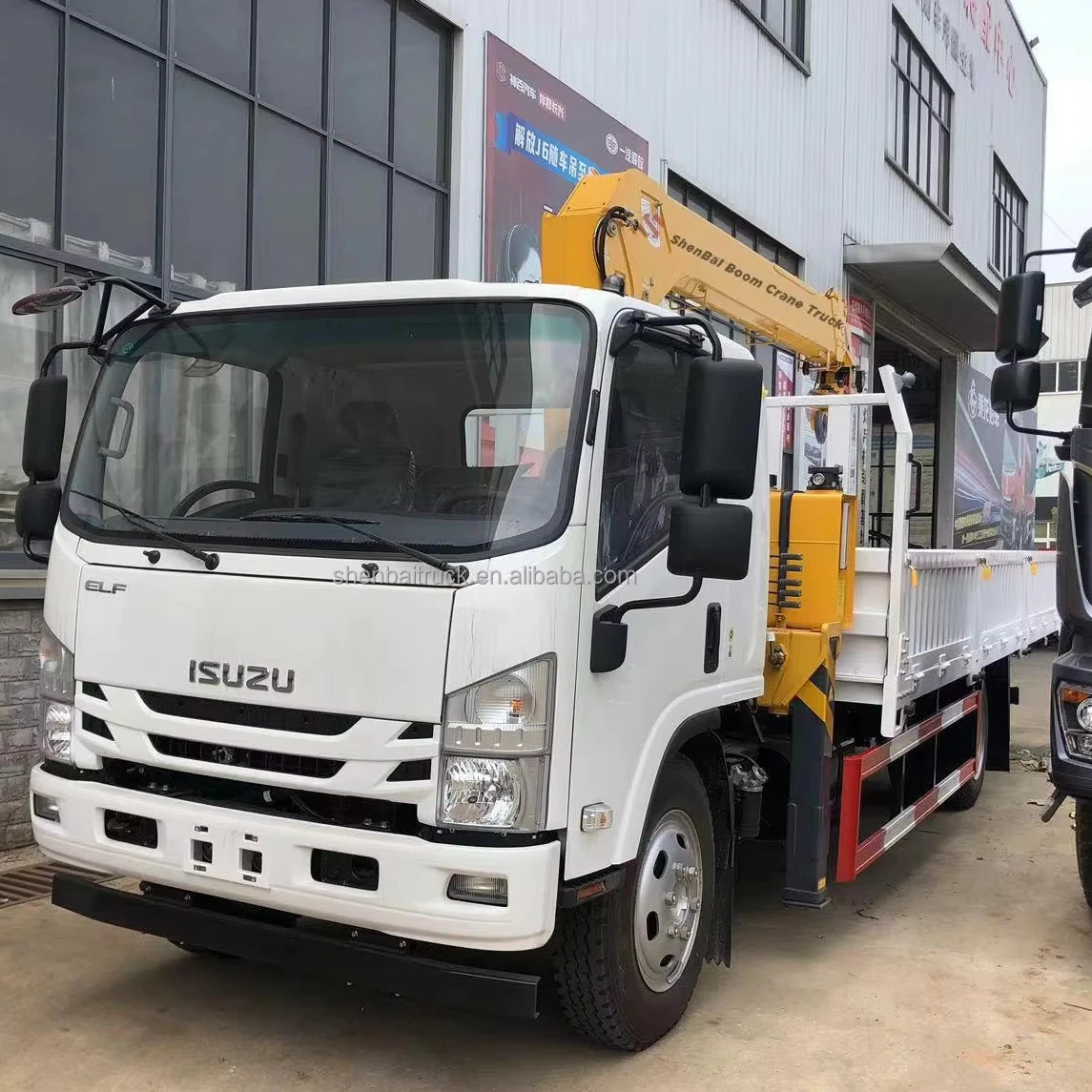 1SUZU ELF 4X2 Pickup Truck Mounted Crane Shenbai Hydraulic Telescopic Boom Crane 4Ton Capacity Good Price