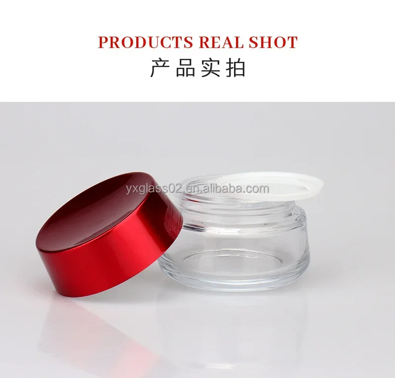 Custom cream glass jar Body scrub container skincare cosmetic packaging glass container with red lid 15g30g50g80g manufacture