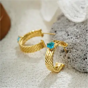 Earrings Factory Direct Sales Knit Boho Artwork Lovely Small Wedding Copper Zircon Korean Earring Studs Wedding