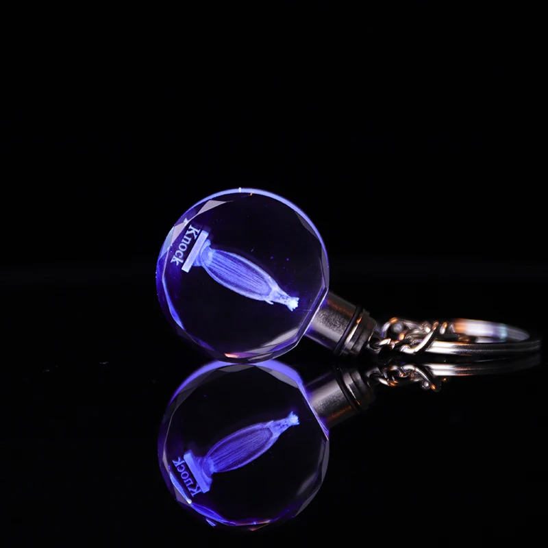 Wholesale Promotional Gift Cheaper Key Chains Custom Led Light 3D Glass Crystal Keychain manufacture