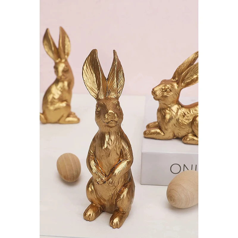 product wholesale custom nordic vintage resin rabbit figurine set easter home decoration animal sculpture for holiday gifts-5