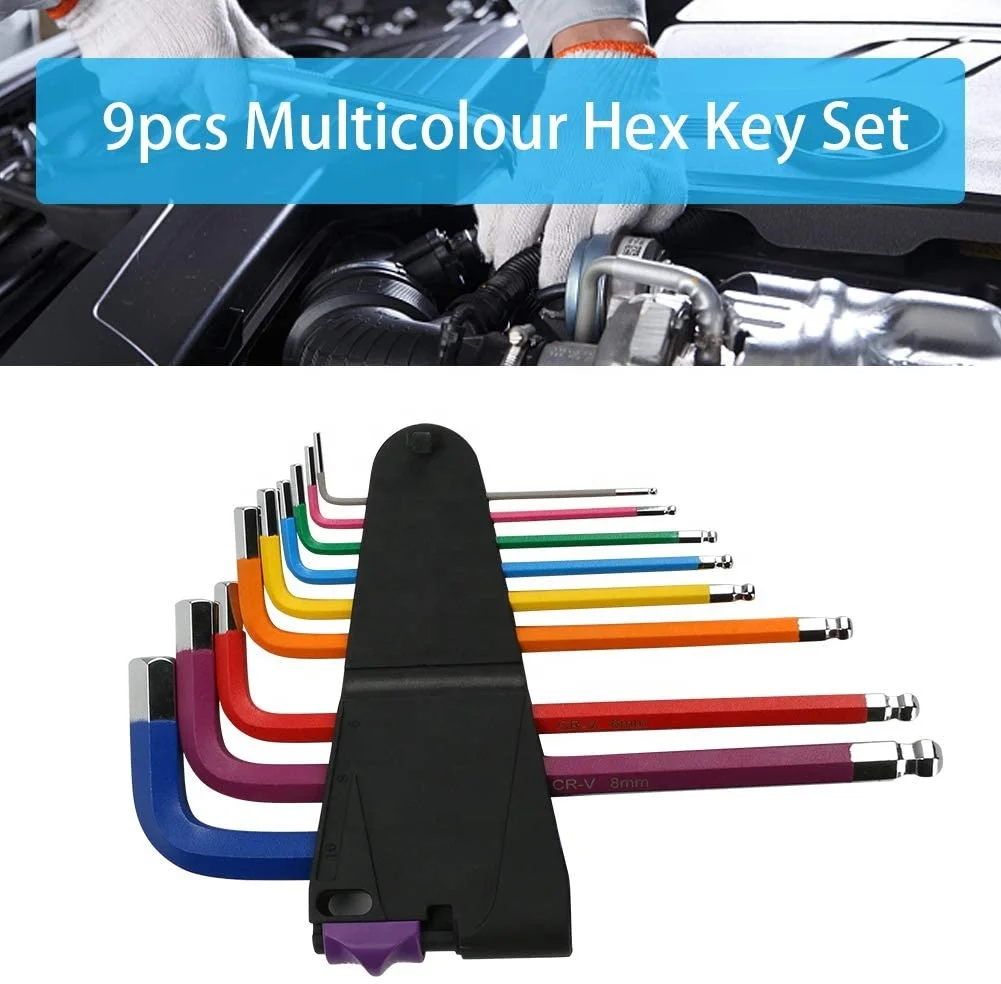 9pcs Hex Key Set Ball Head Hexagon Allen Key Universal Color Star Hex