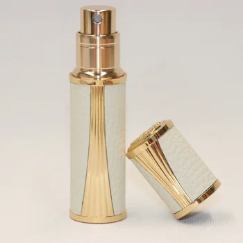 Refillable 5ml Aluminum Perfume Atomizer Mini Travel Atomizer with Pump Sprayer Fragrance Bottle Hot Stamping Surface Metal Base