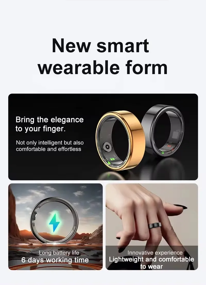 Smart Ring Health Tracker Blood Oxygen Monitor Sleep Monitor Mobile Phones APP Control Wearable Technology Intelligente Rings