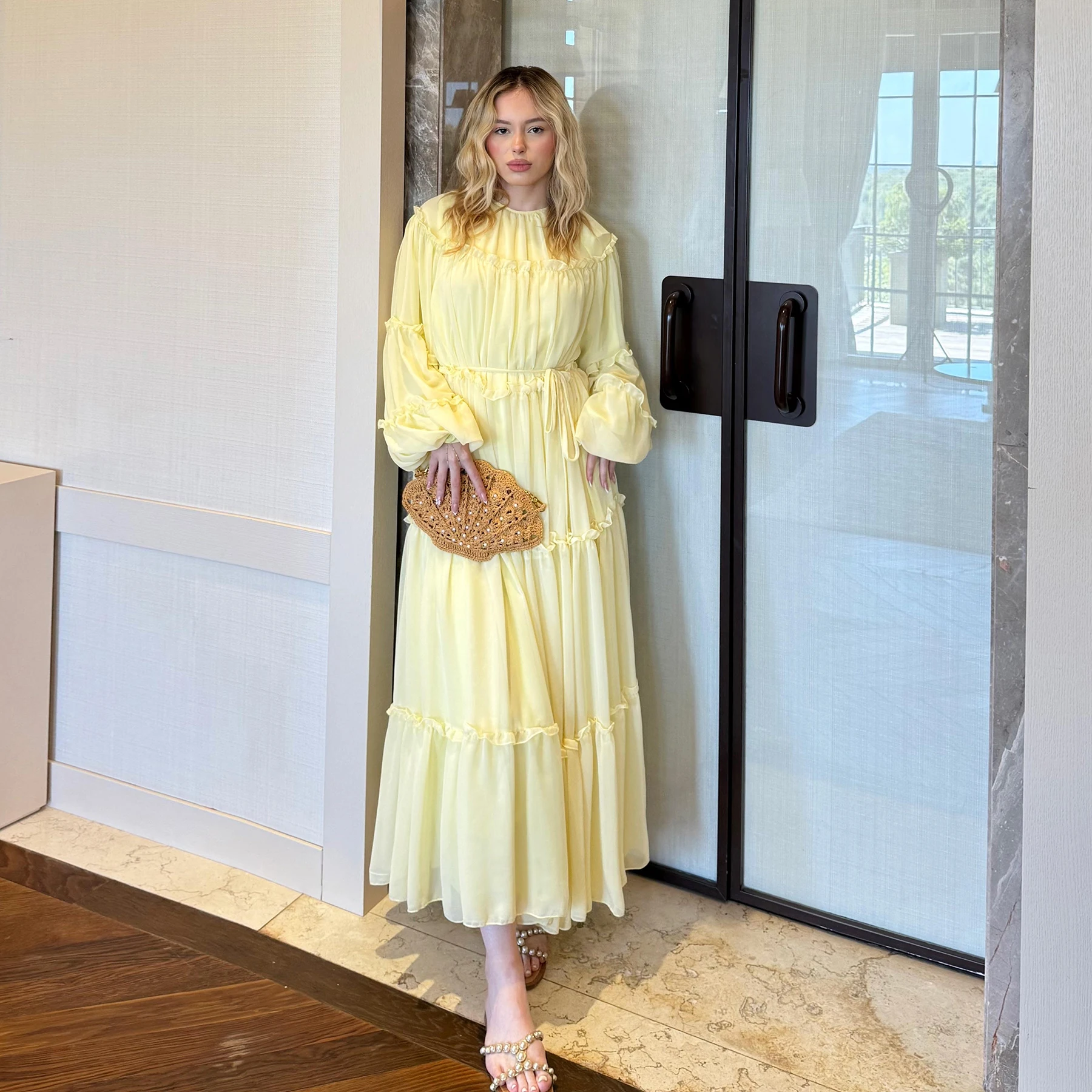 islamic chiffon dresses Laleh Embroidered Chiffon Modest Long Maxi Dress