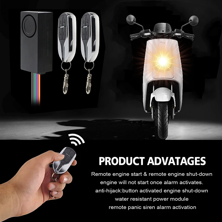 48V 72V Scooter Central Control Lock Ebike Alarm System 2 Way Bike Alarm Security