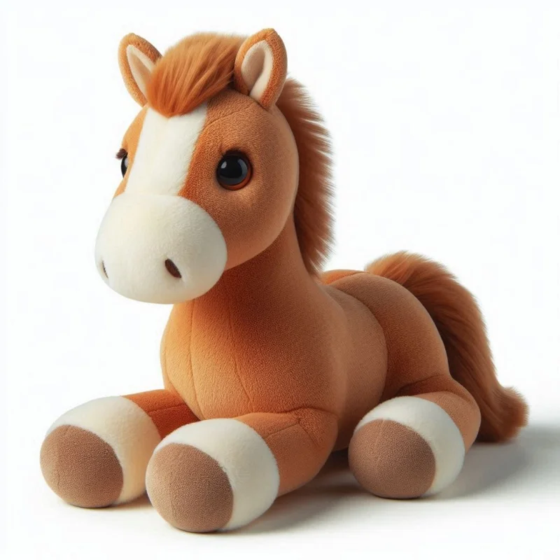 OEM Customize Simulation Plush Cute Brown Standing Horse Animal Toy With Long Tail