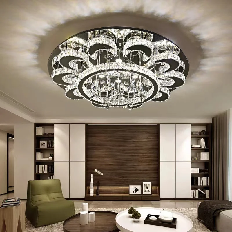 Luxury Modern Designer Custom Fancy Black Round Ceiling Led K9 Crystal Chandelier Lamp Lights