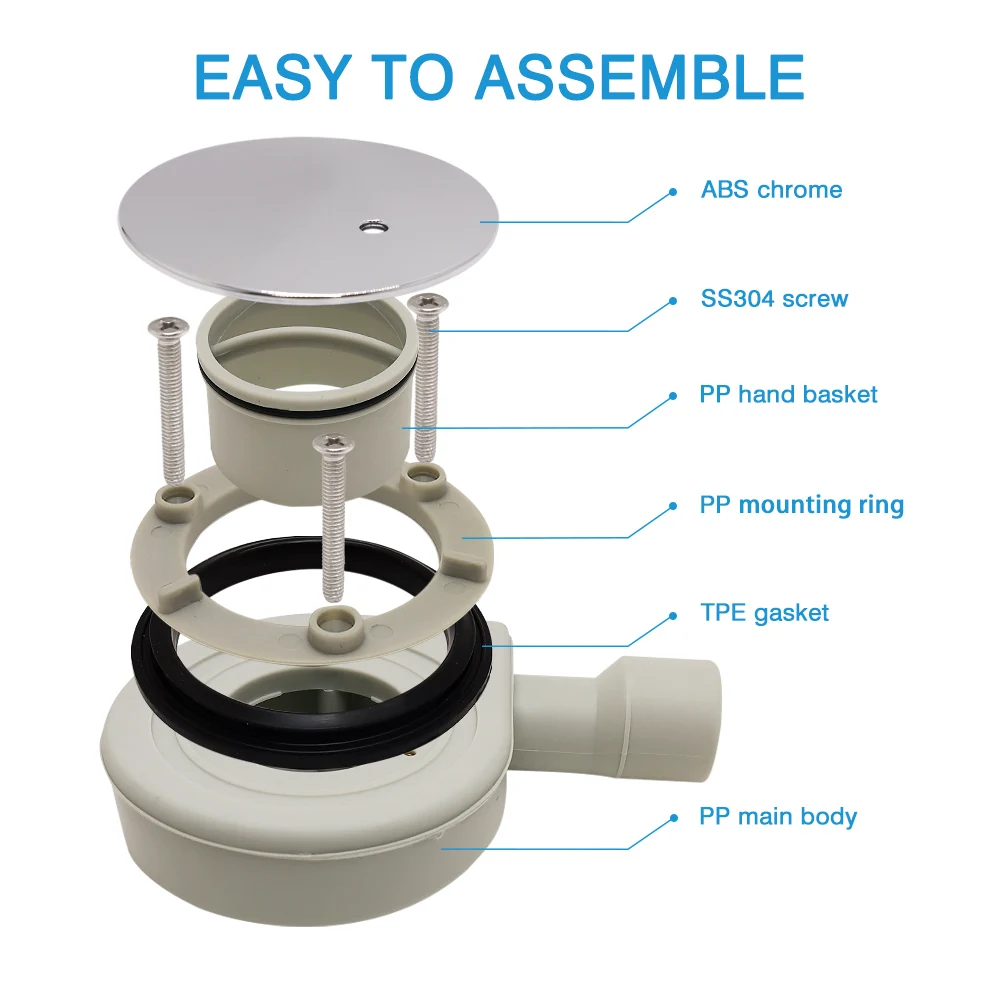 Guida 718009 Pp Plastic 50mm Chrome Plated Cover 115mm Round Grey