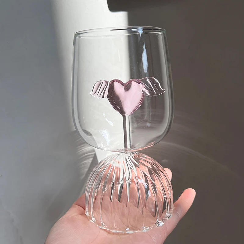 Lelyi Ins Light Luxury Creative Love Angel Wings Glass Cup Unique