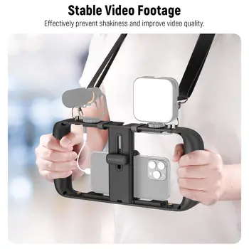 Universal Phone Cage Smartphone Video Rig Kit with Cold Shoe Tripod Mount NEEWER Smartphone Video Rig with Neck Strap detail image