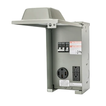 20A 50A Temporary Power Outlet Panel, ETL Certified RV Receptacle Installed Prewired Power Box with Circuit Breaker