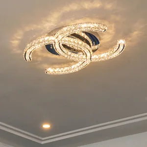 JACKSUN Modern Minimalist LED Ceiling Light Double-Ring Crystal Design for Bedroom Dining Room Chandeliers Pendant Lamps