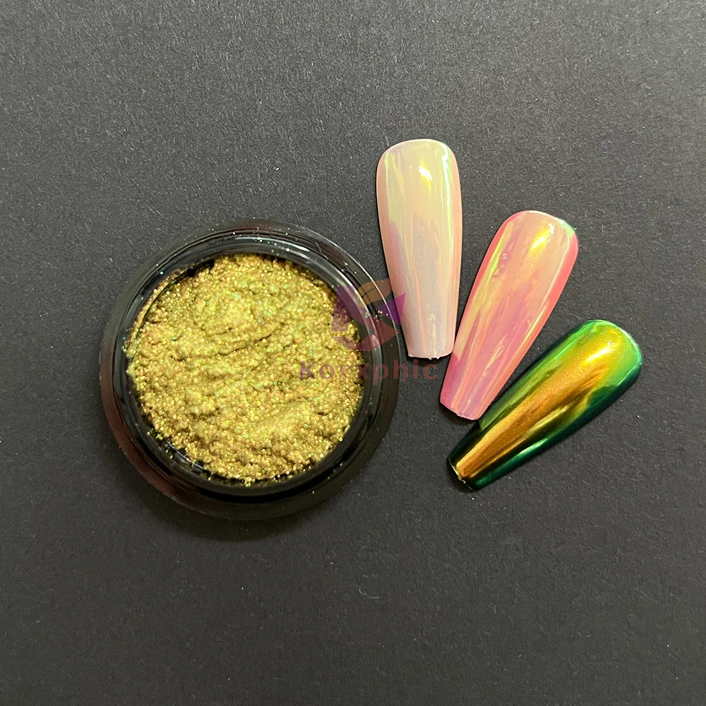 Трехцветный хромовый Пигментный Порошок Хамелеон для ногтей Aurora