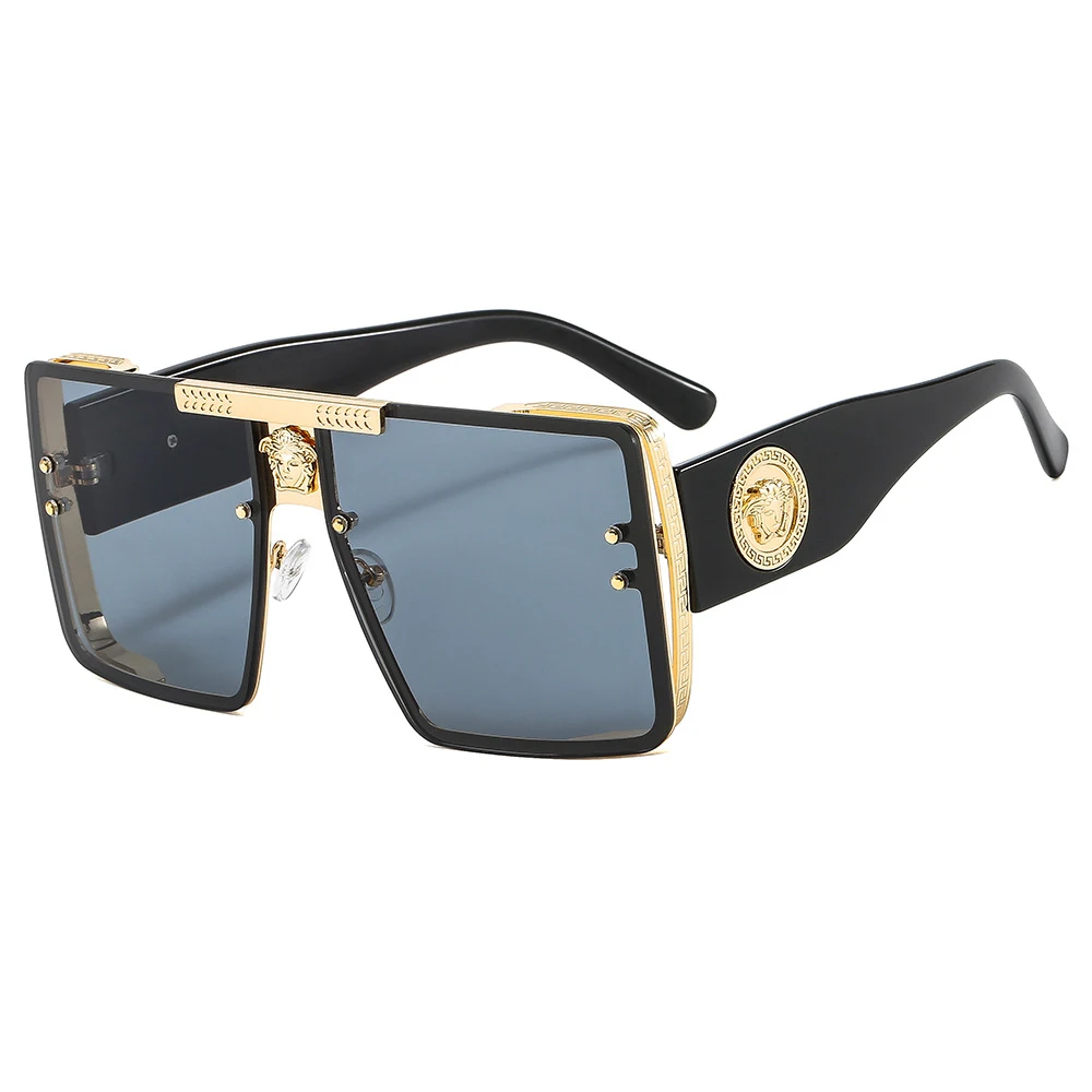 45476 Metal Square Gradient Sunglasses Men Women Pearl Decoration