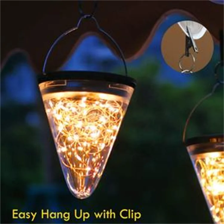 Mipcase 2-Pack Solar Powered LED Hanging Bulb Lights – Copper Wire, Warm White, Easy-Clip For Patio & Garden