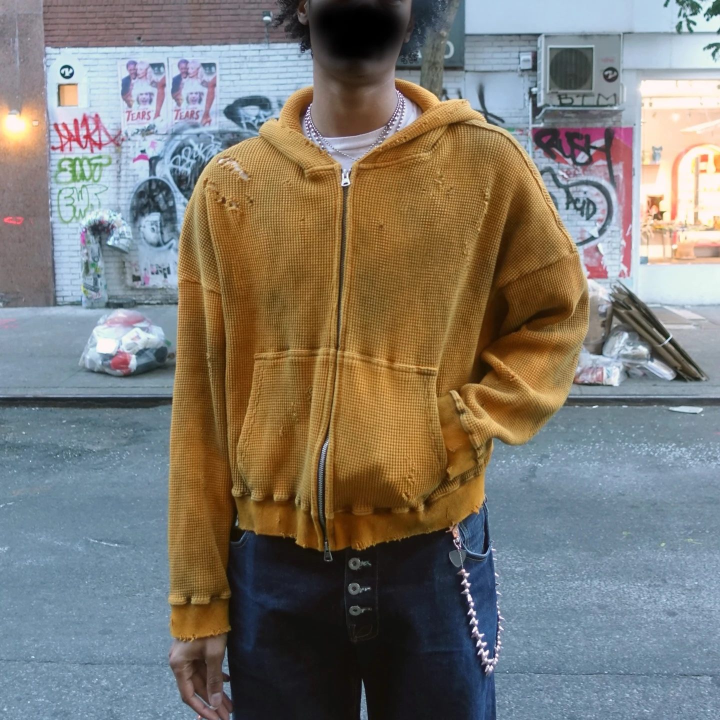 Salati Custom Graphic DTG Sleeves Cropped Heavy Weight 410gsm Street Wear Sun Faded Mens Distressed Acid Wash Hoodies gallery 4